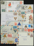 30 Used Covers, All With Cinderellas Along Their Postages, Very Nice And Interesting, Low Start! - Autres & Non Classés