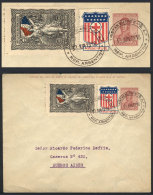 VK.29c Stationery Envelope + 2 Cinderellas Of The French Patriotic Committee In Buenos Aires, Sent From... - Autres & Non Classés