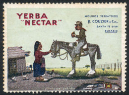 Yerba Nectar, Of Molinos Couzier & Cia (Rosario), With Illustration Of Molina Campos, Very Rare! - Autres & Non Classés