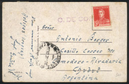 Postcard With View Of Concordia, Franked With 5c. San Martin Without Period, Cancelled With Violet Straightline "C.... - Autres & Non Classés