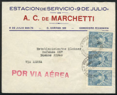 22/SE/1932 Comodoro Rivadavia - Buenos Aires: Airmail Cover Franked With 30c. (GJ.637 X3), Excellent Quality! - Autres & Non Classés
