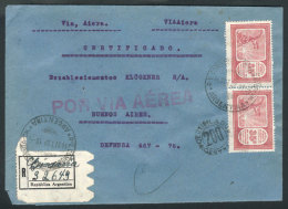 14/SE/1932 Comodoro Rivadavia - Buenos Aires: Registered Airmail Cover, Franked With 70c. (GJ.644 Pair), With... - Autres & Non Classés