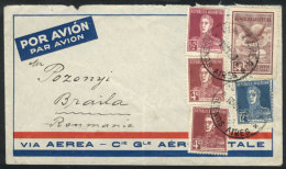 1/NO/1929 Buenos Aires - ROMANIA: Airmail Cover Franked With 74½c. And Sent By Air France, With Arrival... - Autres & Non Classés