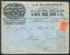 Cover With Advertising Chachet Of "La Europea" Pasta Factory, Franked With 5c. San Martín, Used In Buenos... - Autres & Non Classés