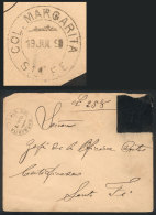Envelope For Official Use (black Issue) Sent To Santa Fe On 19/JUL/1890, With Rare Postmark Of COLONIA MARGARITA... - Autres & Non Classés