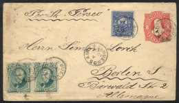 8c. Stationery Envelope + GJ.53 Pair + GJ.79 (total 24c.), Sent From Buenos Aires To Germany On 21/AP/1888 By... - Sonstige & Ohne Zuordnung
