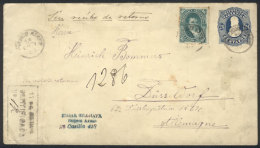 24c. PS Envelope + GJ.50 Sent From Buenos Aires To Germany On 7/JA/1887 By Registered Mail, With Interesting... - Sonstige & Ohne Zuordnung