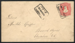 8c. Stationery Envelope Sent To Buenos Aires On 3/MAY/1886, With 2 Nices Rectangle Datestamps Of GOYA, VF Quality! - Sonstige & Ohne Zuordnung