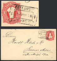 1/AP/1878 Córdoba - Buenos Aires: 8c. Stationery Envelope Cancelled "ESTAFETA AMBULANTE F.C.C. ARG.... - Autres & Non Classés