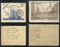 2 Unused Stamps (MNH) With Interesting Commercial Perfins, Very Rare Unused, Excellent Quality! - Autres & Non Classés