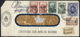 GJ.775, 50P. San Martín + Other Values (total Postage 100P.) Franking A Registered Cover With AR, Fantastic... - Officials
