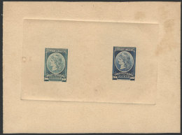 GJ.38 + 39, Multiple DIE PROOF (10c. + 30c.) In Blue-green And Dark Blue, Printed On Opaque Card, Excellent Quality... - Dienstmarken