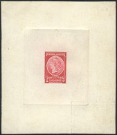 GJ.36, DIE PROOF Of The 2c. Value In Rose-red, Printed On Card With Glazed White Front, VF Quality, Very Rare! - Service