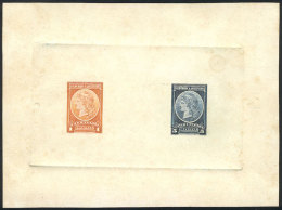 GJ.35 + 37, Multiple DIE PROOF (1c. + 5c.) In Orange And Dark Blue, Printed On Card With Glazed White Front,... - Dienstmarken