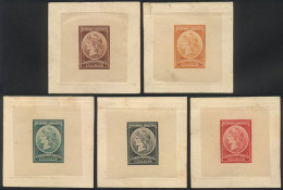 1901, Liberty Head, Second State (groundwork Of Crossed Lines), Die Proofs Printed On Thin Paper, Glued To Card, 5... - Dienstmarken