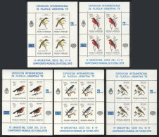 GJ.HB 28/32, 1978 Birds, Football World Cup, Cmpl. Set Of 5 Souvenir Sheets, MNH, Excellent Quality, Catalog Value... - Blocks & Kleinbögen