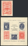 GJ.HB 8c, 1940 Philatelic Exposition, With Variety: DOUBLE IMPRESSION Of Only The Confederation Stamp, Used, VF,... - Blocs-feuillets