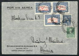 GJ.650a, 1928 1P. With Variety CENTER SHIFTED, 3 Examples (other Values) Franking An Airmail Cover Sent To Germany... - Poste Aérienne