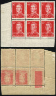 GJ.1041, Corner Block Of 6, With VARIETY: Negative Impression On Back, Inverted, Excellent And Rare! - Altri & Non Classificati