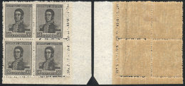 GJ.509, 1920 50c. San Martín With Multiple Suns Wmk, Block Of 4 With DOUBLE Vertical Perforation At Right... - Sonstige & Ohne Zuordnung