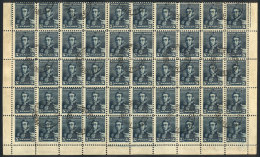GJ.151, 1892 5P. San Martín, Large Used Block Of 50 Stamps (lower Half Of The Sheet), Excellent Quality! - Sonstige & Ohne Zuordnung