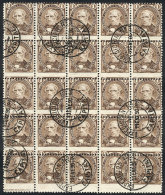 GJ.121, 1889 1c. Vélez Sarsfield PERFORATION 11½ X 12, Beautiful Used Block Of 25 Stamps With... - Sonstige & Ohne Zuordnung