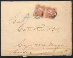 Folded Cover Of A Printed Circular Used In Buenos Aires On 31/MAR/1886, Franked With GJ.77 Pair, Cancelled BOLSA DE... - Autres & Non Classés