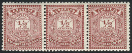GJ.61 + 61a, 1882 ½c. Little Envelope, Strip Of 3, The Left Stamp With "2 Without Serif" Variety, The Middle... - Sonstige & Ohne Zuordnung