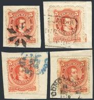 GJ.38, 4 Fragments With Various Cancels Of CONCORDIA, Excellent Quality! - Other & Unclassified