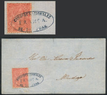 GJ.25Ba, 4th Printing, LILAC ROSE, Also MULATTO, Franking A Folded Cover Sent From San Juan To Mendoza, Excellent... - Lettres & Documents