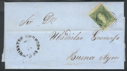 GJ.23, 10c. Green, Franking An Entire Letter Sent From CORRIENTES To Buenos Aires On 16/MAR/1866, With Dotted... - Briefe U. Dokumente