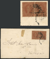 GJ.20, Beautiful Pair From 3rd Printing Used On Folded Cover To Victoria, With 2 Mute Cancels Of Gualeguay, The... - Briefe U. Dokumente