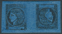 GJ.7T, Dark Blue, Tete-beche Pair, Mint With Gum (+50%), VF Quality! - Corrientes (1856-1880)