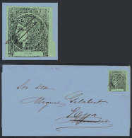 GJ.4, Yellow-green, With Typical Pen Cancel Of GOYA, Franking A Folded Cover Sent To Mercedes And Forwarded To... - Corrientes (1856-1880)