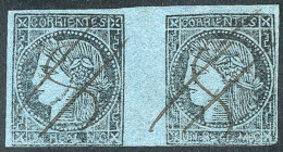 GJ.1, Pair With Types 6 And 7, With Typical Pen Cancel Of Goya, VF! - Corrientes (1856-1880)