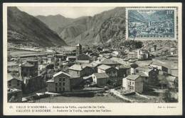 Maximum Card Of The Year 1955: View Of The City Andorra La Vella, VF Quality! - Andorre