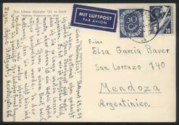 Postcard Sent To Argentina On 29/JUN/1954, Franked By Mi.132 + 170, VF Quality! - Sonstige & Ohne Zuordnung