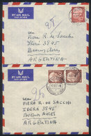 2 Covers Sent To Argentina In October 1957 With Interesting Postages, VF Quality, Low Price! - Autres & Non Classés