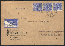 Airmail Cover Sent From Hamburg To Argentina On 10/JUN/1948 Franked With 150Pg., With A Special Airmail Label... - Sonstige & Ohne Zuordnung