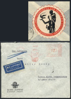 Airmail Cover With Meter Postage Sent To Argentina On 19/MAY/1936, With Interesting CINDERELLA On Reverse Of The... - Briefe U. Dokumente