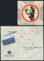Airmail Cover With Meter Postage Sent To Argentina On 19/MAY/1936, With Interesting CINDERELLA On Reverse Of The... - Lettres & Documents