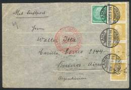 Air Mail Cover Sent From Lahr To Argentina On 17/DE/1935, Franked By Mi.437 Strip Of 4 + Another Value, Very Fine! - Briefe U. Dokumente
