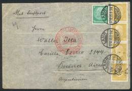 Air Mail Cover Sent From Lahr To Argentina On 17/DE/1935, Franked By Mi.437 Strip Of 4 + Another Value, Very Fine! - Covers & Documents