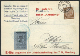 25/AU/1933 Special Postcard Of The Hamburg Aviation Exposition With Cinderella Of 30Pf., Flown On Balloon, Very... - Lettres & Documents