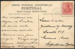 Postcard (view Of Portugal, Cintra, Palacio D. Maria Pia) Posted At Sea To Buenos Aires On 7/AU/1910 With German... - Lettres & Documents