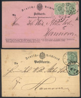 2 Postcards Used In 1875 And 1876, Each Franked By Pair Michel 31, Excellent Quality! - Storia Postale