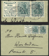 Michel W2.11, 5Pg. Stamp With Label With Advertising For Raueiser's Weine, Franking A Cover Sent From Cöln To... - Storia Postale