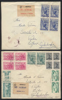 2 Covers Sent To Czechoslovakia In 1951, Franked With Sc.584 Pair + Other Values, And Sc.585 In Block Of 4... - Autres & Non Classés