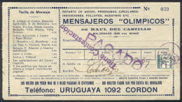 Receipt Of The Year 1929 Of Messenger Company MENSAJEROS OLÍMPICOS (the Name Made Reference To The Uruguay... - Autres & Non Classés