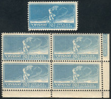 Sc.284, 12c. Olympic Football Winners, Winged Victory Of Samothrace, MNH Corner Block Of 4 In LIGHT BLUE COLOR +... - Sonstige & Ohne Zuordnung